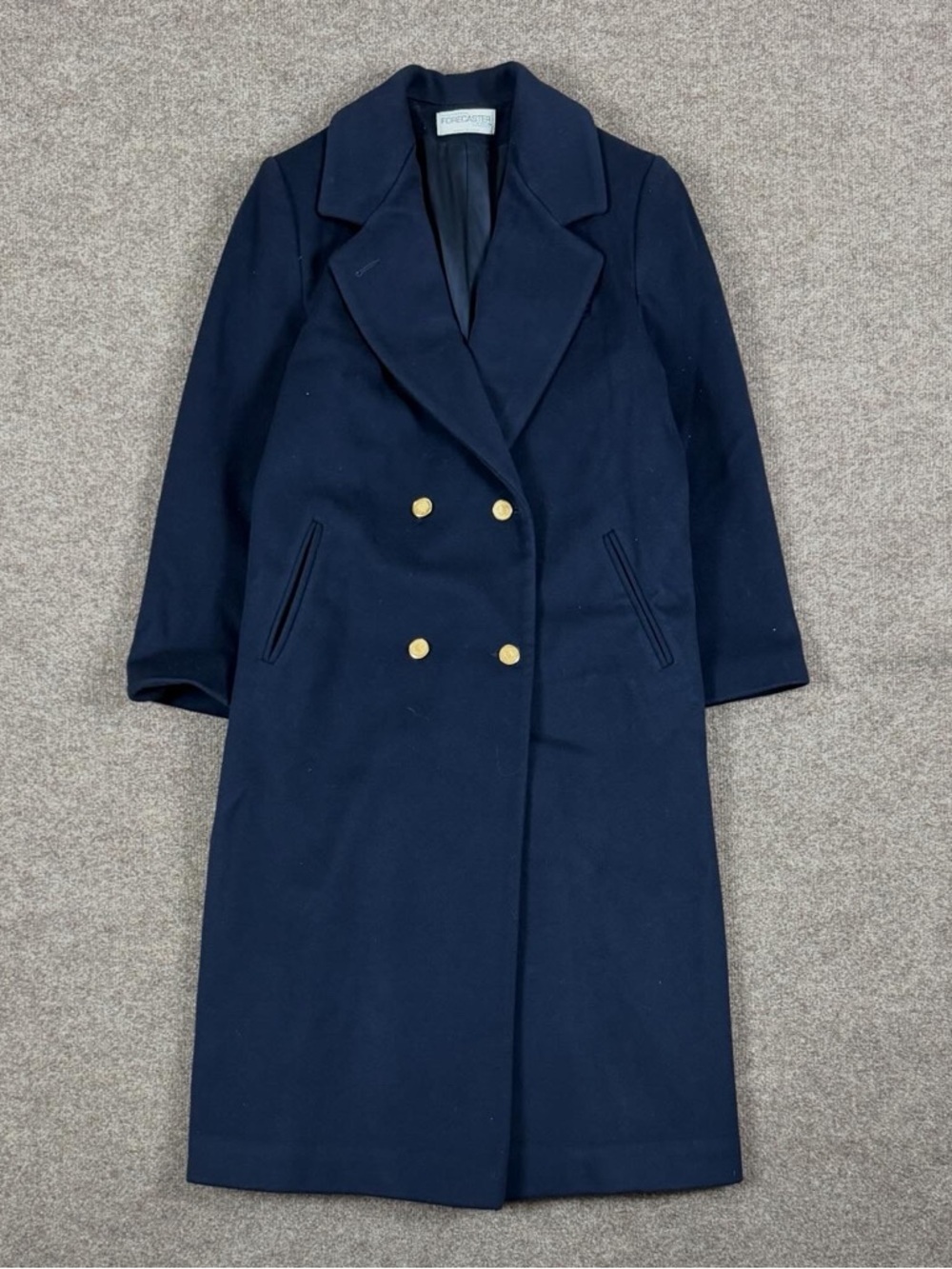 Vintage Forecaster Of Boston Navy Blue Long‎ Double Breasted Wool Coat Women’s 8